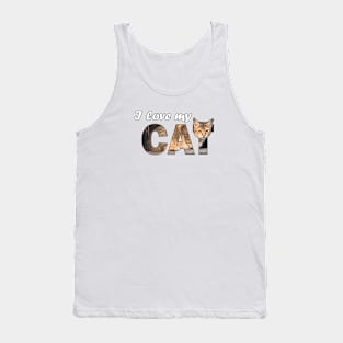 I love my cat - beige tabby cat oil painting word art Tank Top